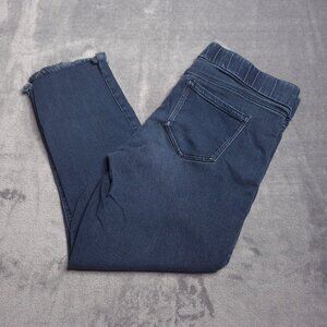 Liverpool Womens Pull-On Skinny Crop Jeans 10 Dark Wash Frayed Hem Mid Rise